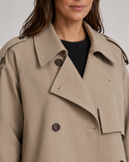 Women’s Cropped Trench Coat with Buckle Cuffs