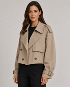Women’s Cropped Trench Coat with Buckle Cuffs