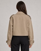 Women’s Cropped Trench Coat with Buckle Cuffs
