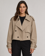 Women’s Cropped Trench Coat with Buckle Cuffs