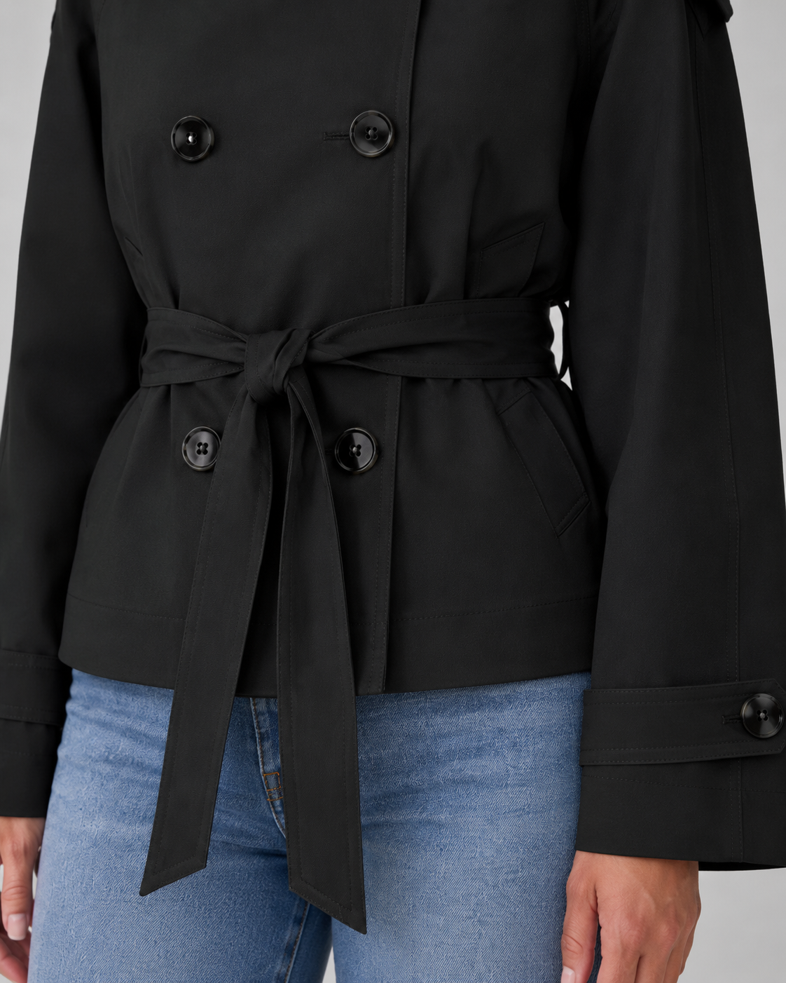 Women’s Cropped Trench Coat with Funnel Neck
