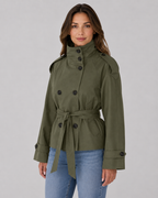Women’s Cropped Trench Coat with Funnel Neck