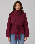 Women’s Cropped Trench Coat with Funnel Neck