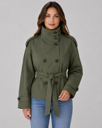 Women’s Cropped Trench Coat with Funnel Neck
