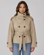 Women’s Cropped Trench Coat with Funnel Neck