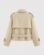 Women’s Cropped Trench Jacket – Funnel Neck Double Breasted