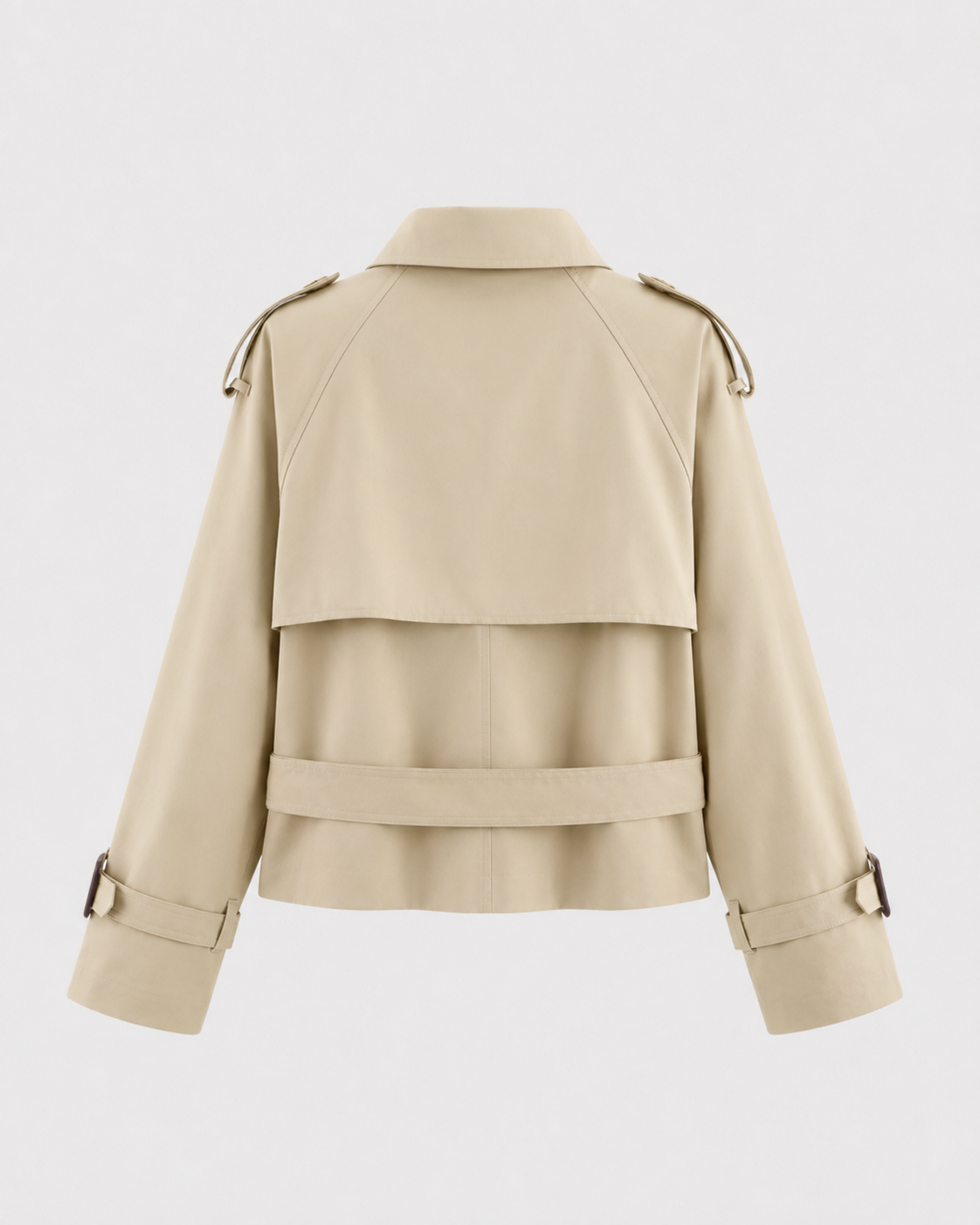 Women’s Cropped Trench Jacket – Funnel Neck Double Breasted