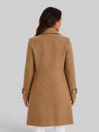 Women's Longline Wool Coat Double-Breasted Notch Lapel