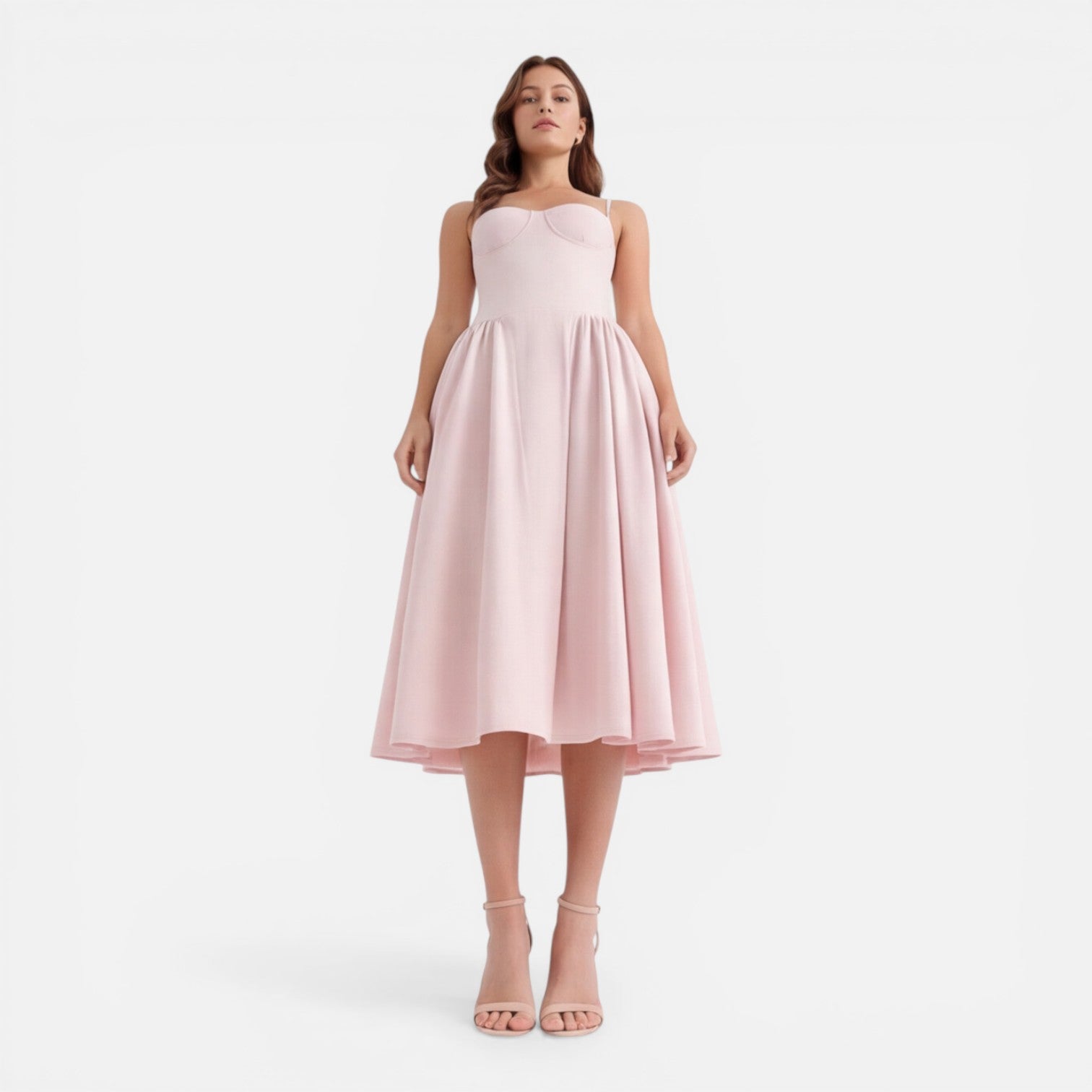 Felorro | Women’s Elegant Midi Dress for Wedding Guest Strap A-Line Dress