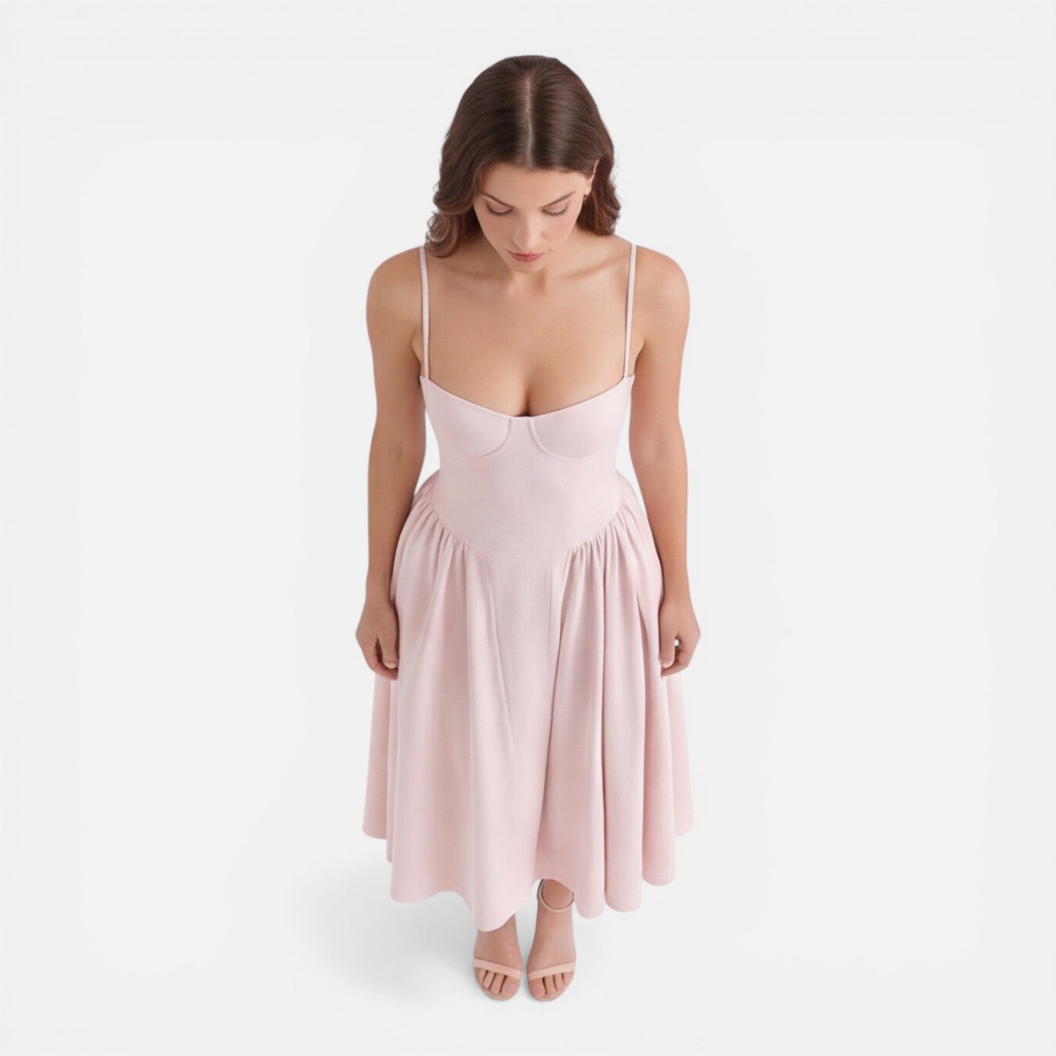 Felorro | Women’s Elegant Midi Dress for Wedding Guest Strap A-Line Dress