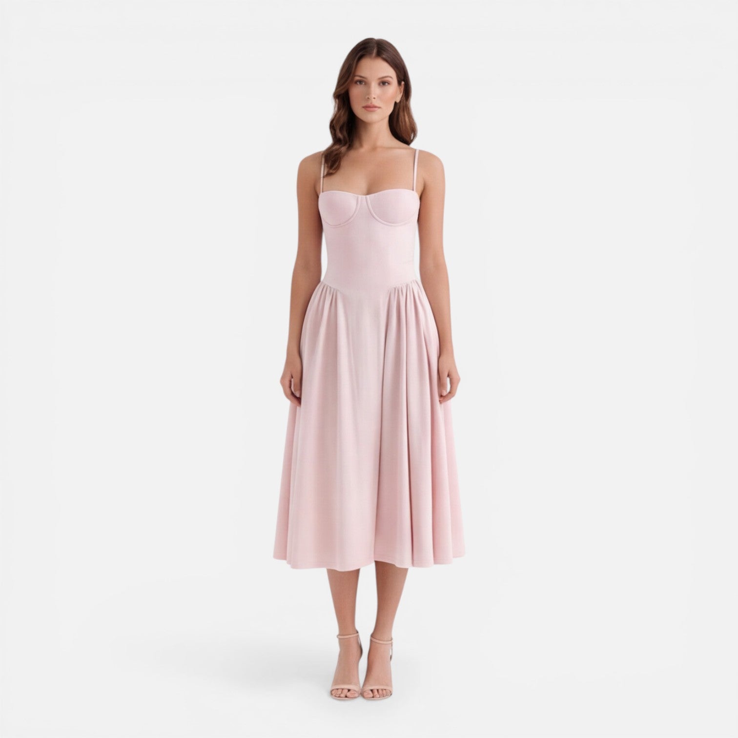 Felorro | Women’s Elegant Midi Dress for Wedding Guest Strap A-Line Dress