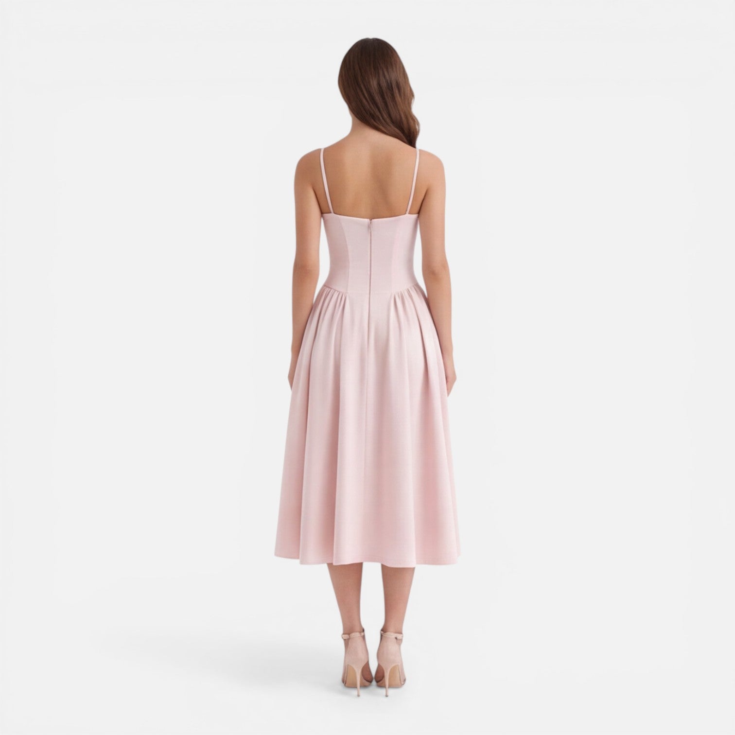 Felorro | Women’s Elegant Midi Dress for Wedding Guest Strap A-Line Dress