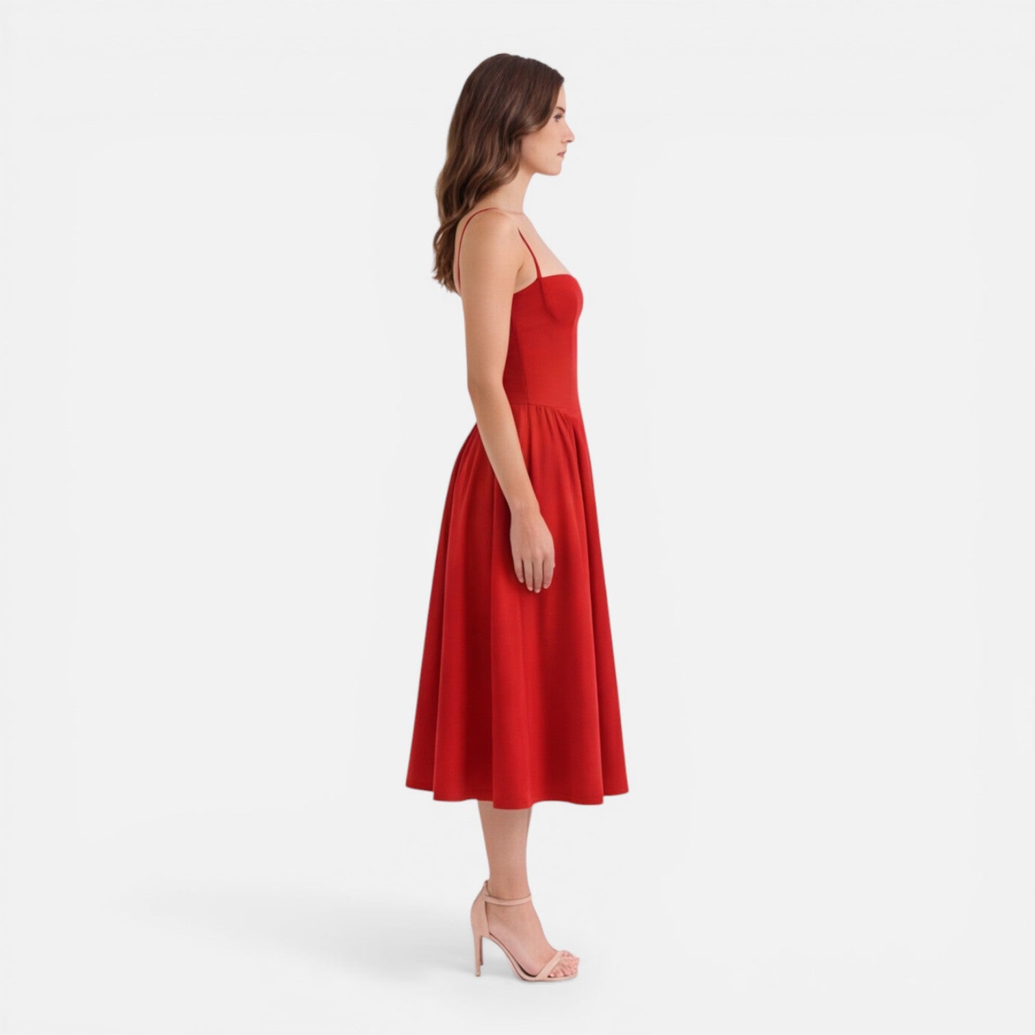 Felorro | Women’s Elegant Midi Dress for Wedding Guest Strap A-Line Dress