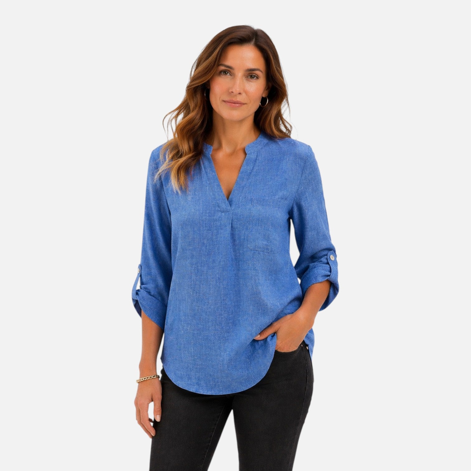 Felorro | Women’s Elegant V Neck Long Sleeve Blouse Dressy Casual Top