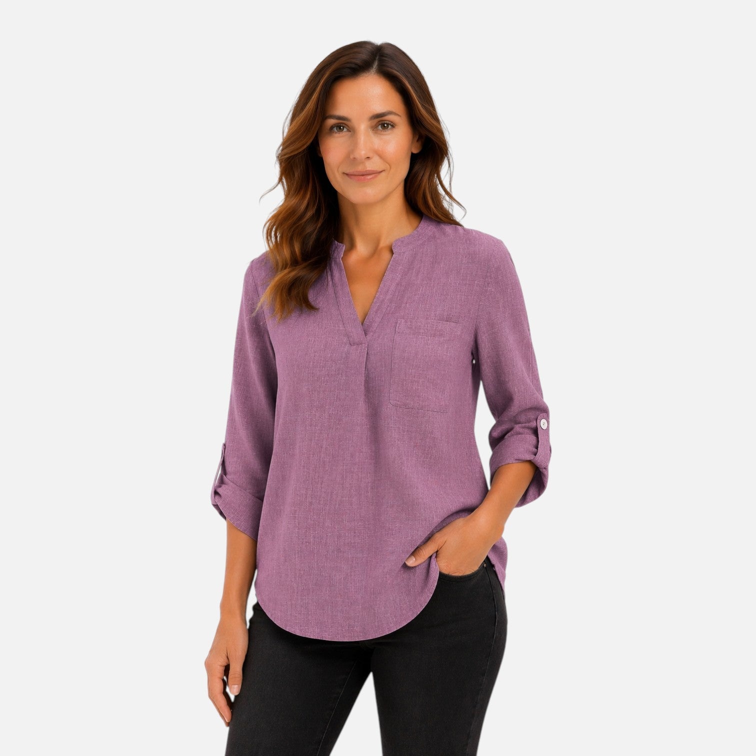 Felorro | Women’s Elegant V Neck Long Sleeve Blouse Dressy Casual Top