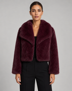 Women’s Faux Fur Cropped Jacket – Plush Winter Layer