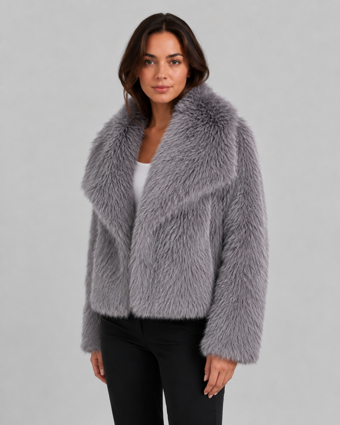 Women’s Faux Fur Jacket – Soft Cropped Winter Layer