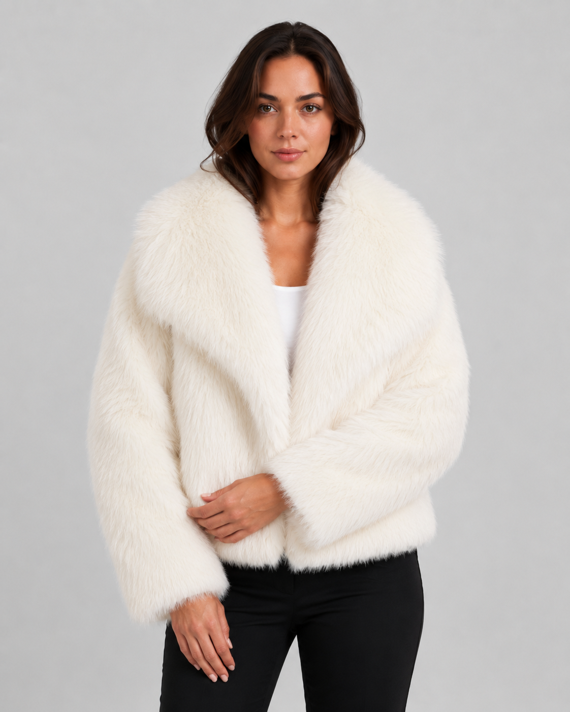 Women’s Faux Fur Jacket – Soft Cropped Winter Layer