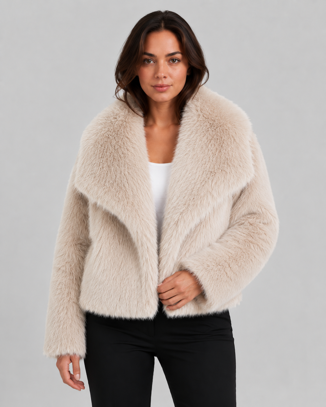 Women’s Faux Fur Jacket – Soft Cropped Winter Layer
