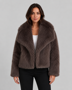 Women’s Faux Fur Jacket – Soft Cropped Winter Layer