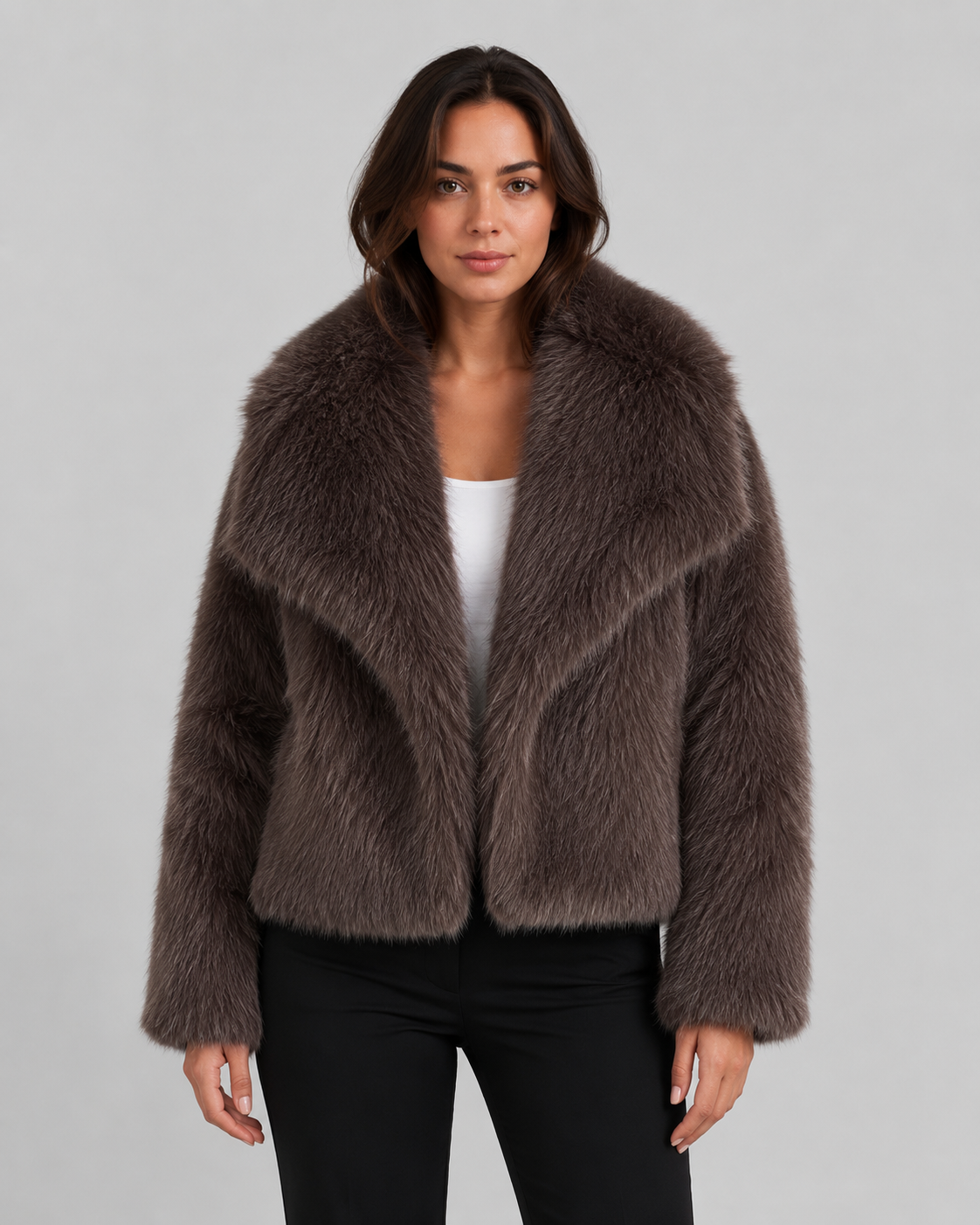 Women’s Faux Fur Jacket – Soft Cropped Winter Layer