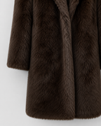 Women’s Faux Fur Long Coat – Wide Collar Plush Winter Layer