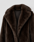 Women’s Faux Fur Long Coat – Wide Collar Plush Winter Layer