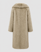 Women’s Faux Fur Long Coat – Wide Collar Plush Winter Layer