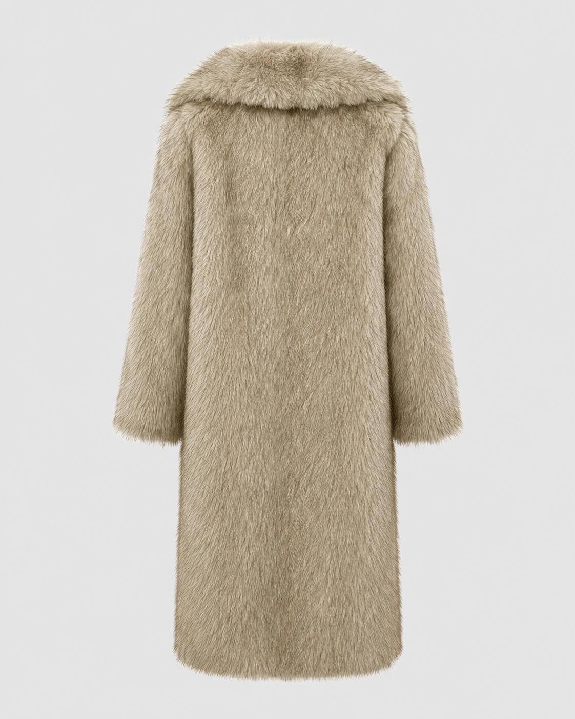 Women’s Faux Fur Long Coat – Wide Collar Plush Winter Layer