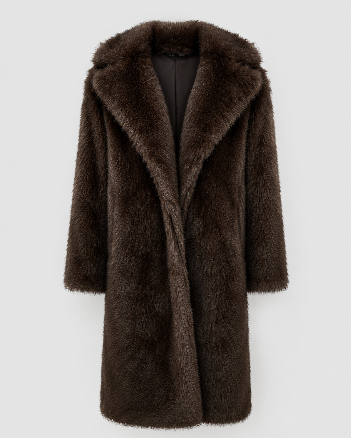 Women’s Faux Fur Long Coat – Wide Collar Plush Winter Layer