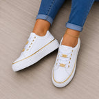 Felorro | Women's Flatform Trainers with Metallic Trim and Chain Lace Detail
