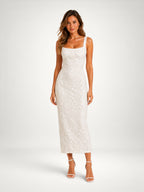 Women's Floral Embroidered Midi Dress