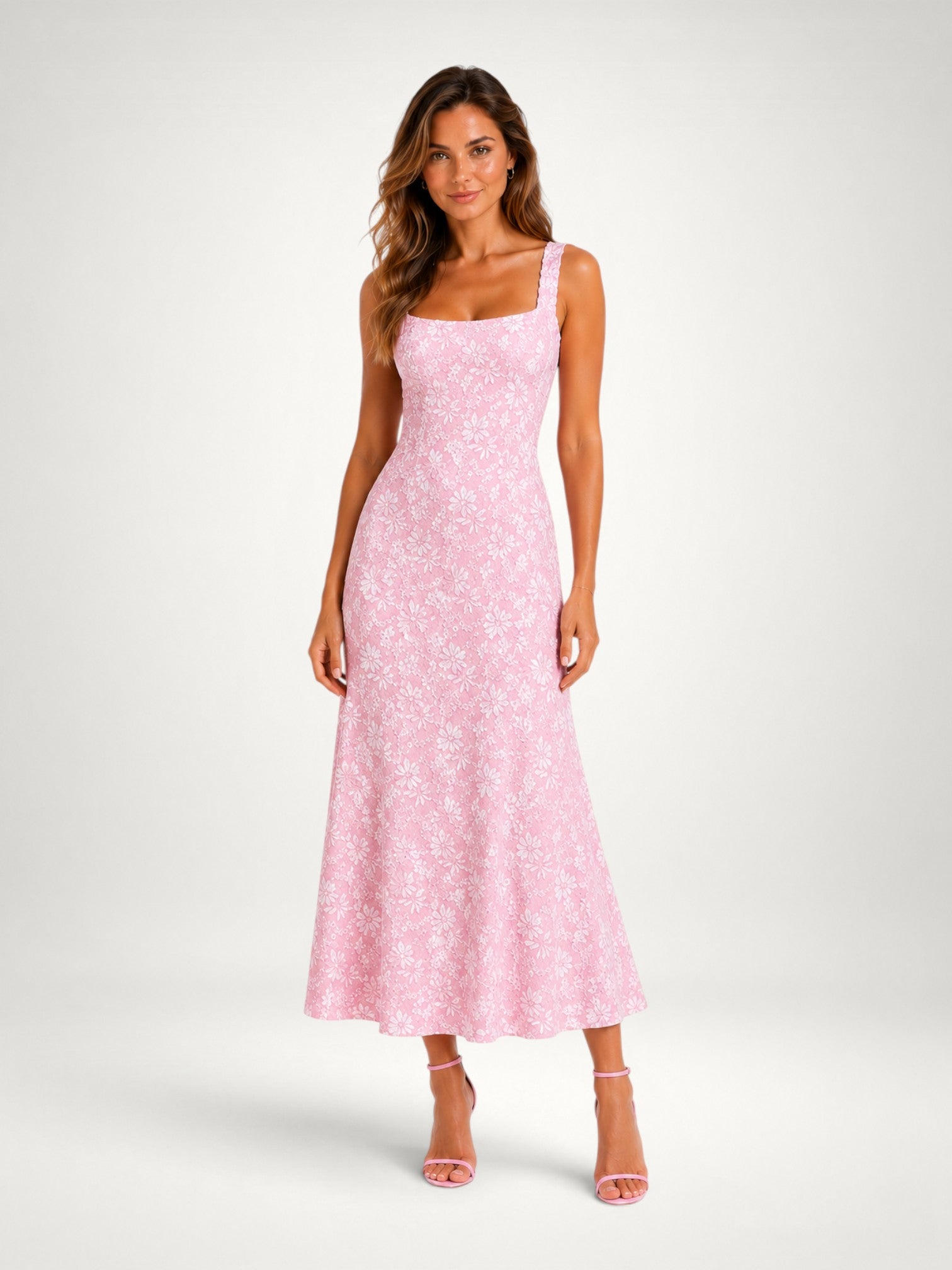 Women's Floral Embroidered Midi Dress
