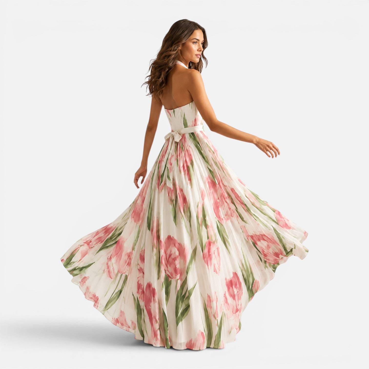 Felorro | Women's Floral Halter Maxi Dress
