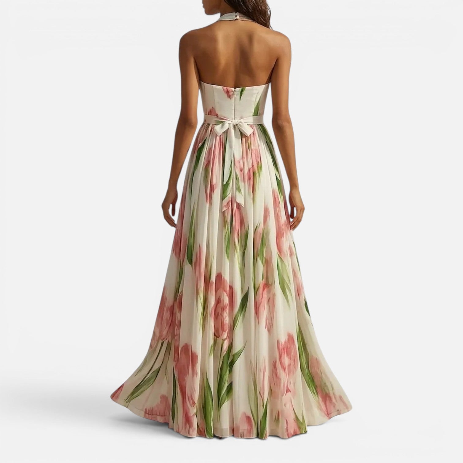 Felorro | Women's Floral Halter Maxi Dress