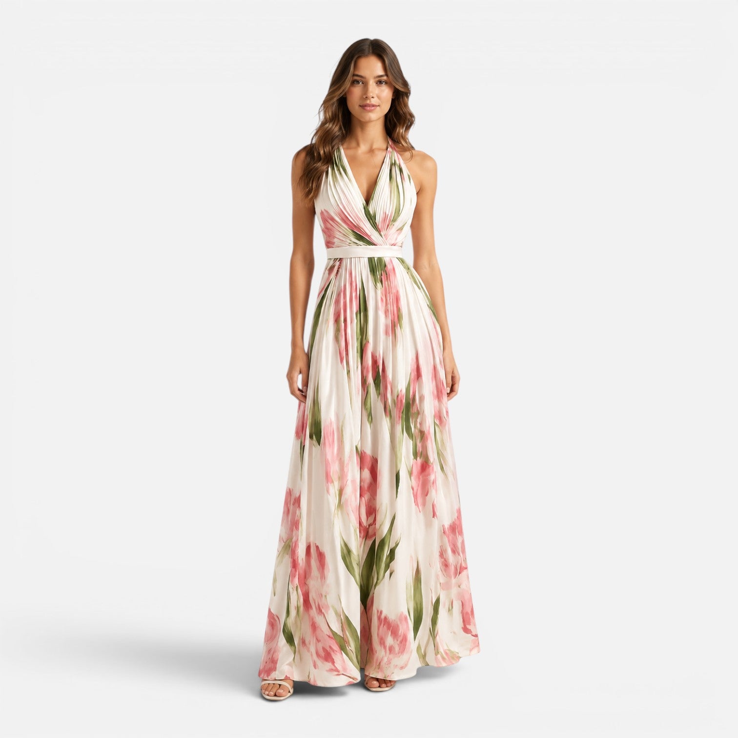 Felorro | Women's Floral Halter Maxi Dress