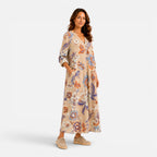 Felorro | Women’s Boho Floral Print V-Neck Maxi Dress