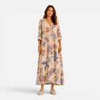 Felorro | Women’s Boho Floral Print V-Neck Maxi Dress
