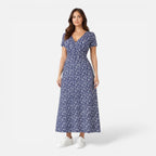 Felorro | Women’s Floral V-Neck Midi Dress Elegant Summer Occasion