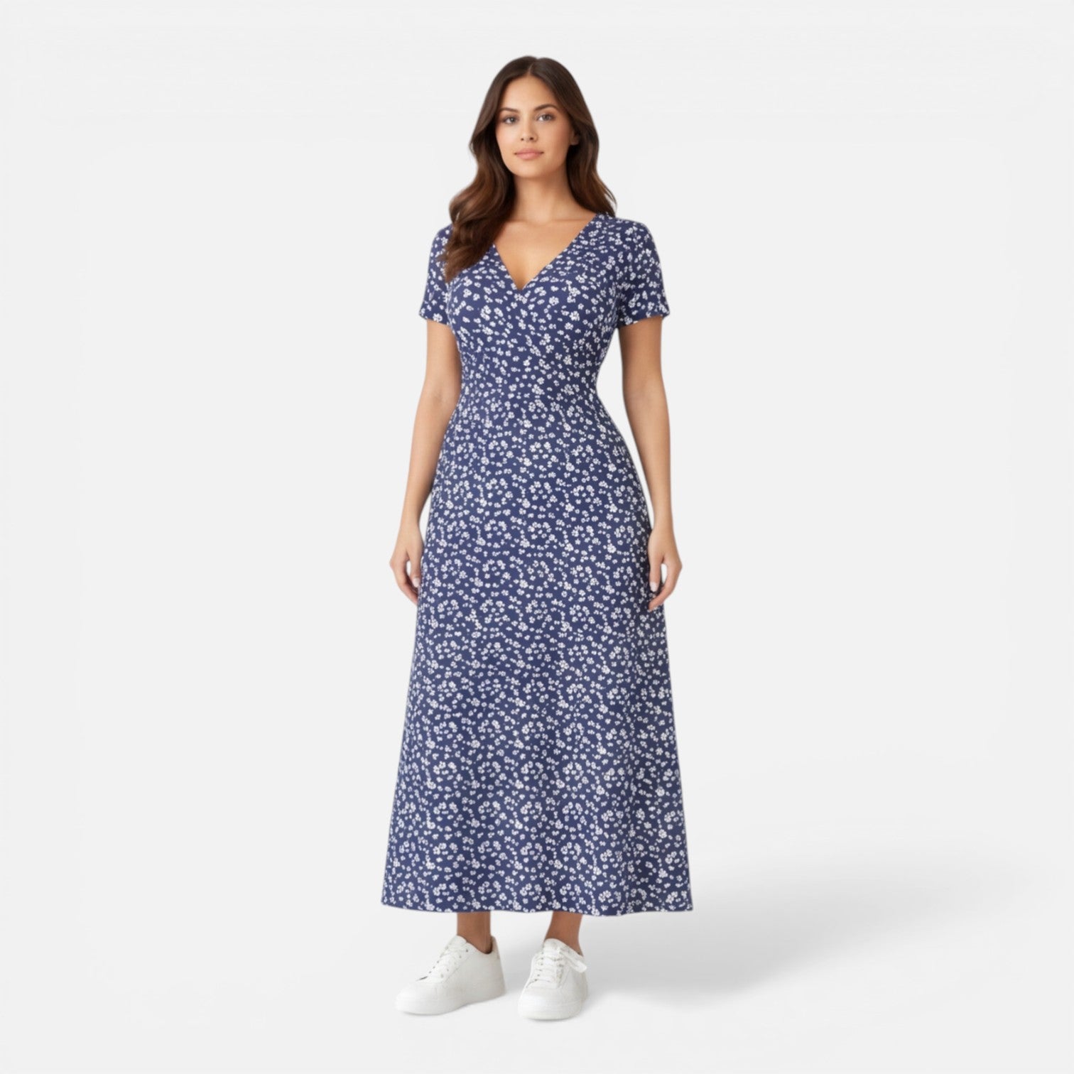 Felorro | Women’s Floral V-Neck Midi Dress Elegant Summer Occasion