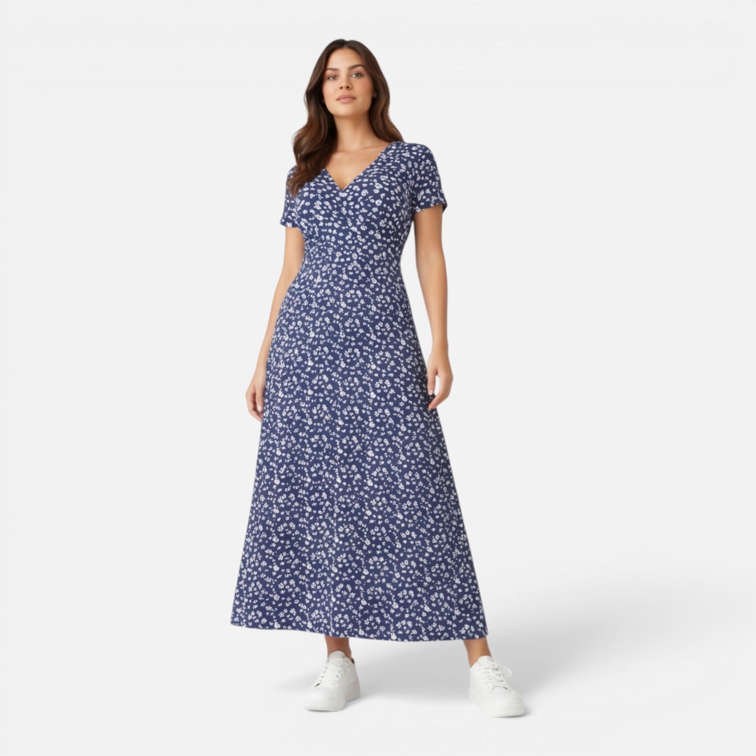 Felorro | Women’s Floral V-Neck Midi Dress Elegant Summer Occasion