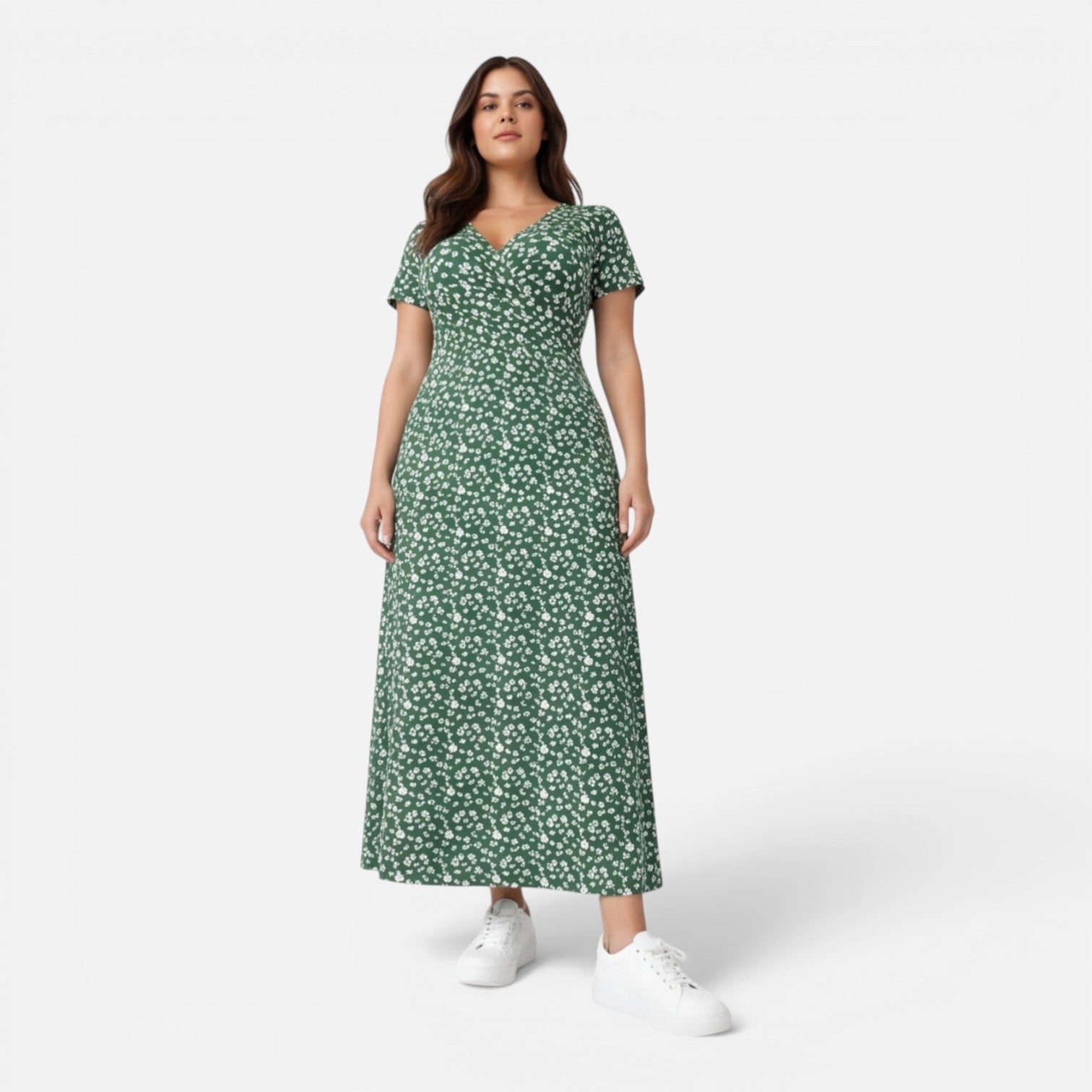 Felorro | Women’s Floral V-Neck Midi Dress Elegant Summer Occasion
