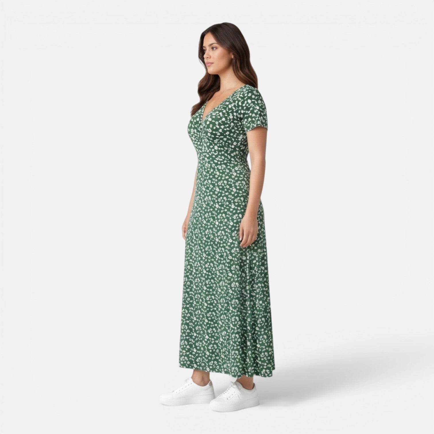 Felorro | Women’s Floral V-Neck Midi Dress Elegant Summer Occasion