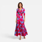 Felorro | Women's Floral Wrap Maxi Dress with Elegant V-Neck Silhouette