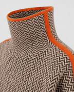 Women’s Herringbone Knit Turtleneck Sweater with Contrast Sleeves