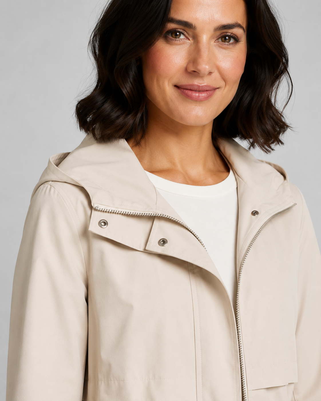 Women’s Hooded Trench Coat with Drawstring Waist
