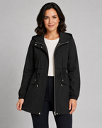 Women’s Hooded Trench Coat with Drawstring Waist