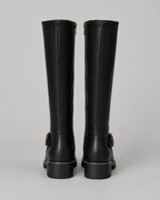 Women’s Knee-High Buckle Boots – Side Zip Lug Sole Style