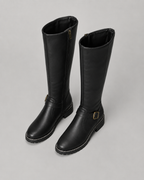 Women’s Knee-High Buckle Boots – Side Zip Lug Sole Style