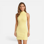 Felorro | Women’s Knit Mini Dress Slim Fit Sleeveless Mock Neck